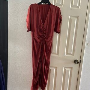 Steve Madden Red Flutter Sleeve Wrap Midi Dress
